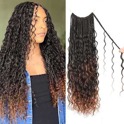 14-Inch Goddess Box Braids Crochet Hair Pack of 8 - 1B/30# Protein Fiber