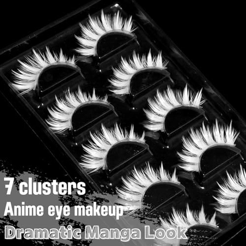 Halloween White False Lashes Extension Tools Japanese Anime Cosplay Natural Makeup Looking Masquerade Party Eye Lashes (02B)
