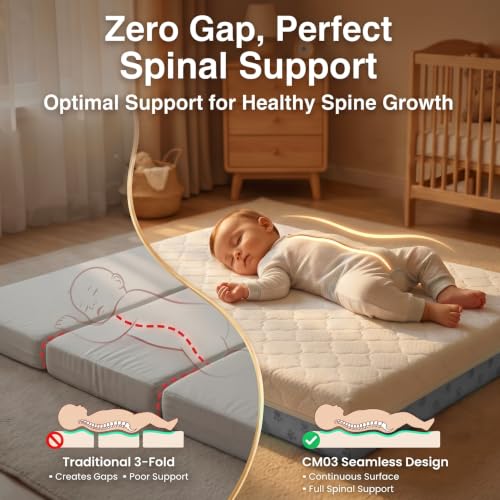 DeerFable Grey 2026 Bi-Fold Memory Foam Pack and Play Mattress Pad 38x26x3