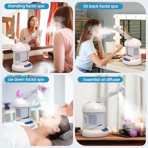 Nisperos Nano Ionic Facial Steamer with Rotatable Sprayer & 40-Minute Warm Mist – White