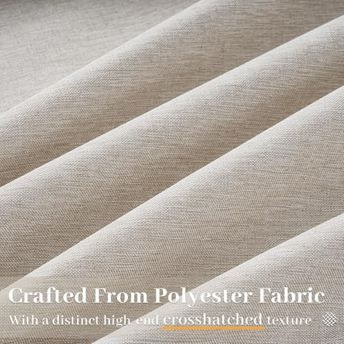 Drapenova 72W x 96L Oatmeal Linen Pleated Semi Sheer Curtains - 2 Panels