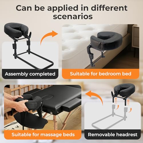 Adjustable Bed Massage Headrest with Arm Rest & Face Cradle for Home Therapy