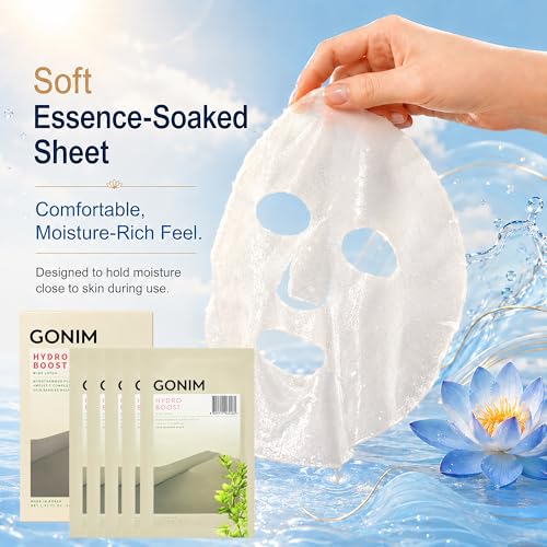 GONIM Hydrating Korean Face Mask Pack of 10 with Hyaluronic Acid & Vitamin C - Yellow