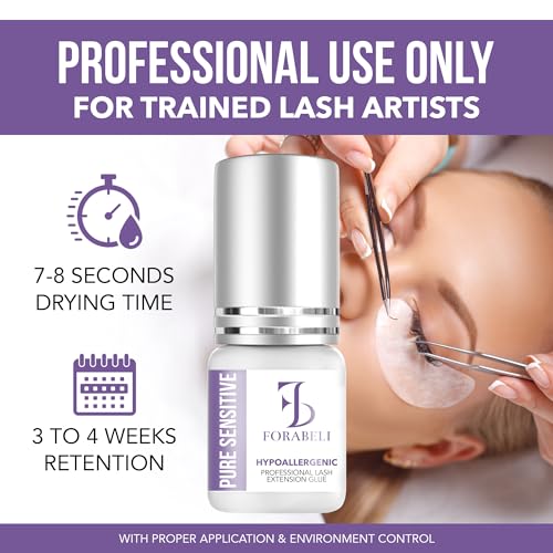 Forabeli Lash Shampoo and Pure Sensitive Lash Extension Glue Bundle - Gently Cleanses Lashes & Removes Makeup - No Fumes, Ideal for Sensitive Eyes - Complete Set for Long-Lasting Eyelash Extensions