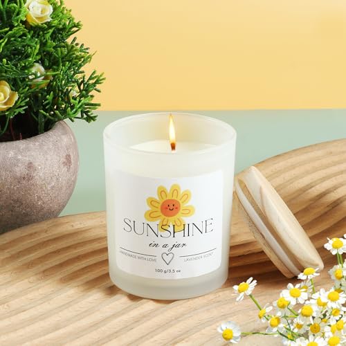 Self Care Gift Basket for Women Sunflower Spa Set with Candle & Handmade Soaps
