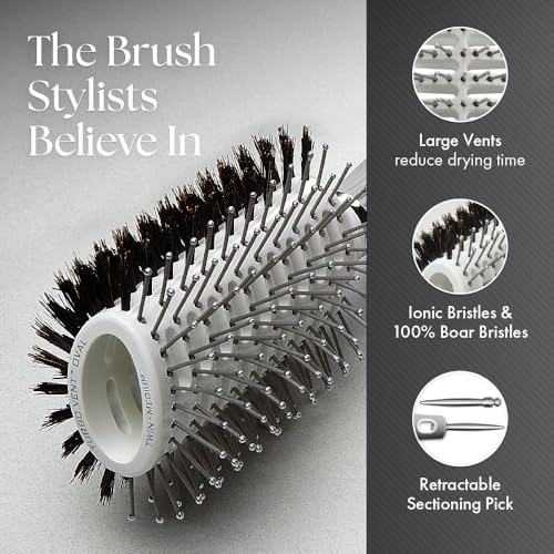 Olivia Garden Turbo Vent Oval Twin & 100% Boar Hair Brush