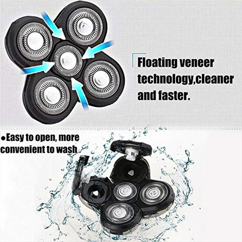 5 Head Shaver Heads, 2PCS Shaver Blade Heads Shaver Replacement for Electric Razor Shaving Bald Tool, Head and Face Electric Razor Shaver Head, Not Fit for Remington Razors and Skull Rotary Razors
