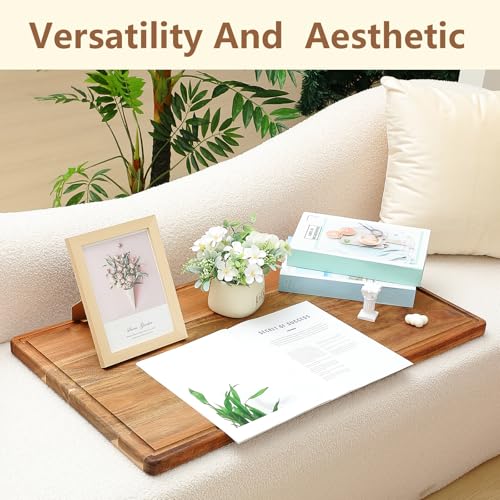 Large Acacia Wood Cutting Board with Juice Groove - Natural 32x18 Inches, Extra Large Serving Platter & Carving Tray