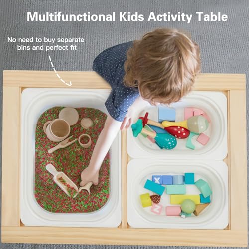 Kids Sensory Activity Table with Storage Bins - Indoor Outdoor Toddler Play Desk