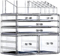 Acrylic 3-Pack Makeup Organizer with 6 Drawers and Top Tray – Stackable Vanity Desk Storage