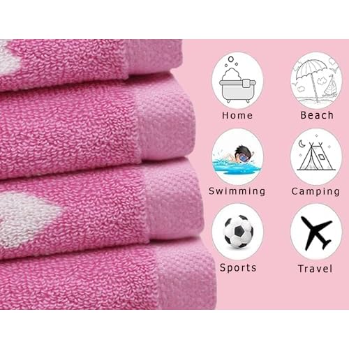 ORIGINAL KIDS Wash Cloth - Bath Time Hearts 12 Pack Washcloth Set - 100% Cotton Jacquard Colorful Absorbent Quick Dry Face Towel - Super Soft Face Cloth 12x12 inches - Pink White