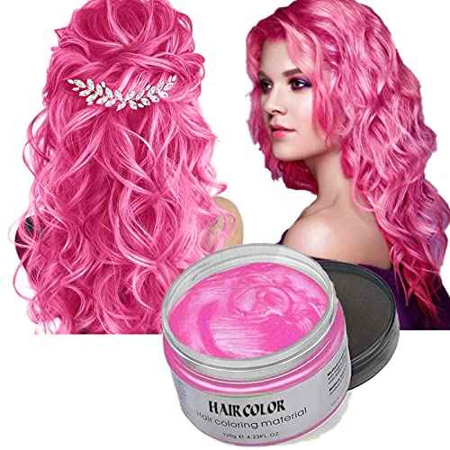 Temporary Hair Color Wax Dye,Hair Spray Color, Natural Hair Wax Color, Kids Temporay Hair Wax Dye Ash for Halloween Cosplay,Party,Masquerade (Pink, 120g)