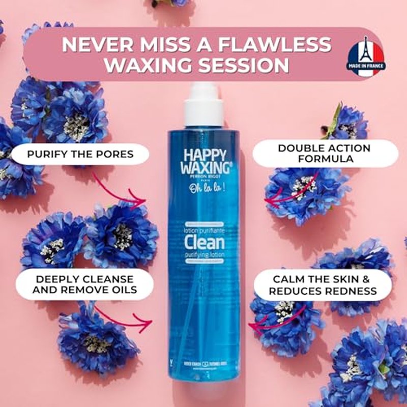 Clean Purifying Lotion 8.45oz - Pre & Post Wax Cleanser for Face & Body - Gentle Low-Alcohol Formula with Dragon¡¯s Blood & Organic Cornflower - Prepares Skin & Soothes Redness - Vegan