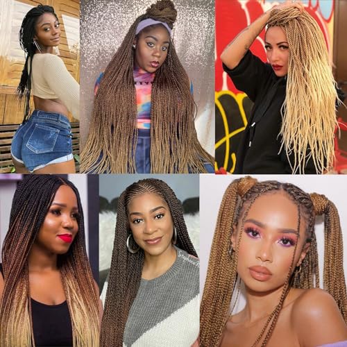 ZRQ 8 Pack Senegalese Twist Crochet Hair 18 Inch Ombre Blonde Pre Looped Synthetic Braids – Small Havana Twist for Women & Kids, 27/613#