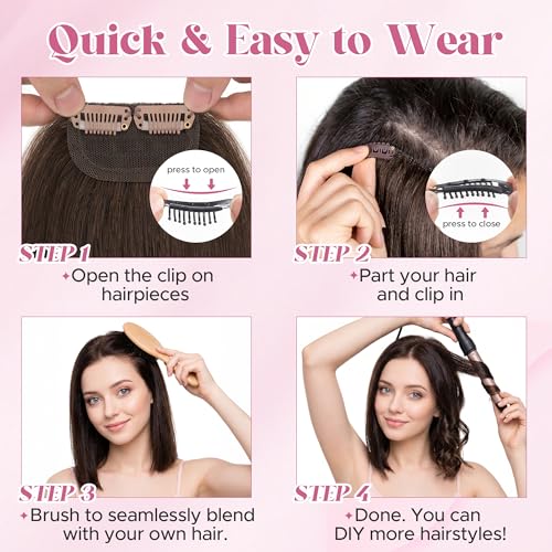2 Pcs Clip-In Hair Volumizer Short Extensions - 6 Inch Golden Brown & Bleach Blonde