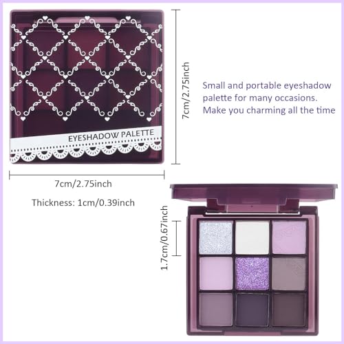 9Colors Eye Shadow Palettes Makeup,Dark Purple Plum Lavender Mauve Black Smoky Eyeshadow Palette for Older Women Natural Powde Eye Shadows Waterproof Long Lasting Naturing-Looking