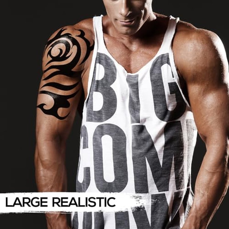 6-Sheet Large Temporary Tattoos for Men Adults Women ? Waterproof Fake Tattoos with Chest Arm Shoulder Tribal Designs ? Realistic Big Body Art for Parties and Cosplay