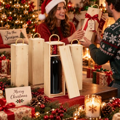 Suzile Light Brown 12-Piece Wooden Wine Box Set Gift Holder for Bottles