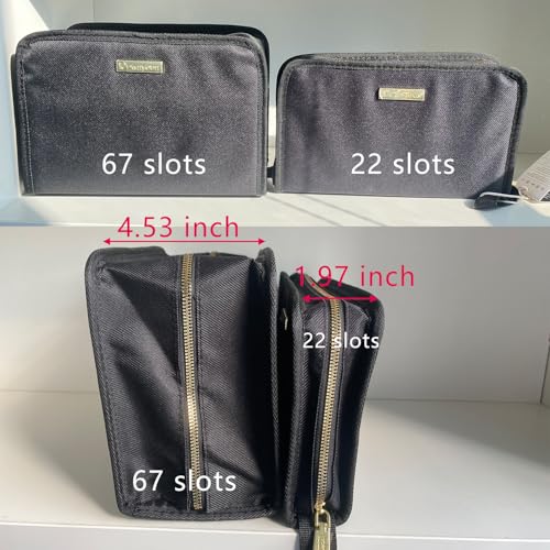 Lipstick Organizer Bag - Large Capacity Travel Makeup Case, 67 Slots, Black