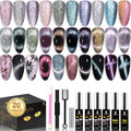 Magnetic Cat Eye Gel Nail Polish Set - 20 Colors with 4 Magnets, Variation 08