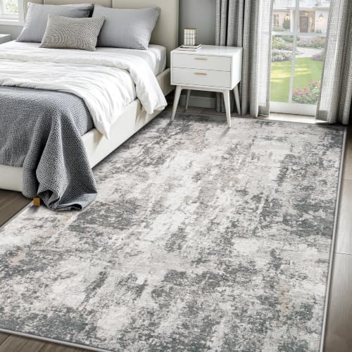 Large Washable Abstract Area Rug 6x9 Feet - Non-Slip Soft Modern Carpet for Living Room & Bedroom