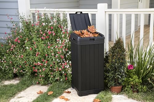 Baltimore Outdoor Trash Can with Double Lid and Drip Tray - 38 Gallon Black