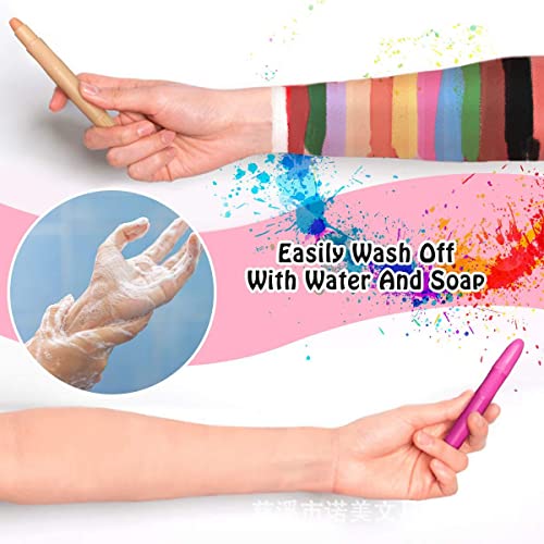 Milcraft Face Paint Crayons - 12 Vibrant Colors Twistable & Washable Face Paint Sticks - Face Painting Kit for Party, Halloween, Belly Painting Kit Pregnancy, Makeup Body Paints for Adults