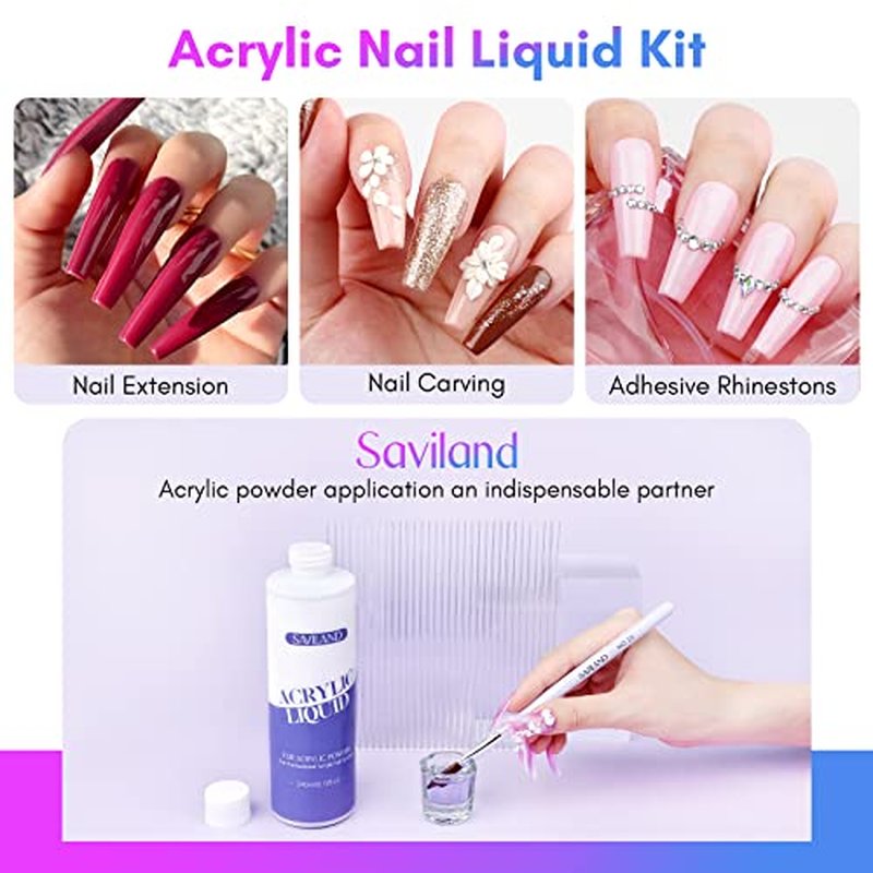 2Pcs Acrylic Nail Art Brushes Size 8 10, 100% Pure Kolinsky Hair Oval Nail Brush for Acrylic Application, Professional Nail Extension Manicure Tool Striping Nail Drawing Pen for Home