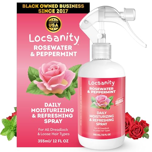 Locsanity 12 fl oz Moisturizing Rosewater & Peppermint Spray for Locs - Lightweight Frizz Control & Scalp Hydration