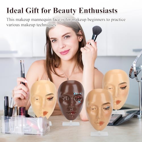 CHADWICK 5D makeup Practice Face Board, Silicone Makeup Mannequin Face, Reusable Beginner Practice Eye Makeup Face for Makeup Artist, Girl's Gift Or Professionals (Black)
