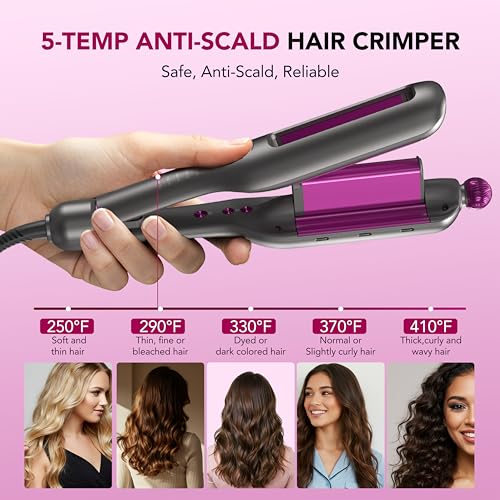 4-in-1 Hair Curler and Crimper with Adjustable Sizes & Ionic Coating