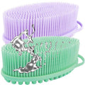 Avilana Silver-Infused Pink and Lavender Silicone Body Scrubber Bundle - Delightful and Serene Dual-Tone Set
