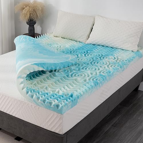 MLILY 3 Inch King Gel Memory Foam Mattress Topper with 5-Zone Support