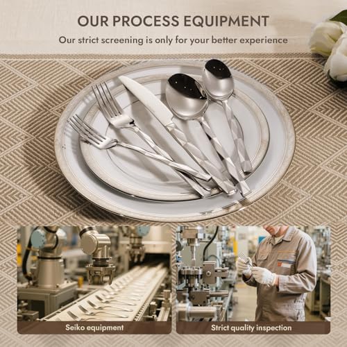 KINGSTONE 30-Piece Silver Flatware Set for 6 - Luxury 18/10 Stainless Steel Cutlery