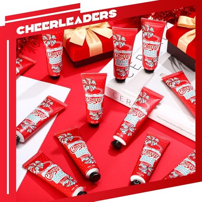 24 Pcs Cheer Team Hand Cream Bulk Small Galentines Valentines Day Gifts for Women Friends Cheerleader Goodie Bag Stuffers Mini Cheerleading Lotion Homecoming Season Party Favors(Red)