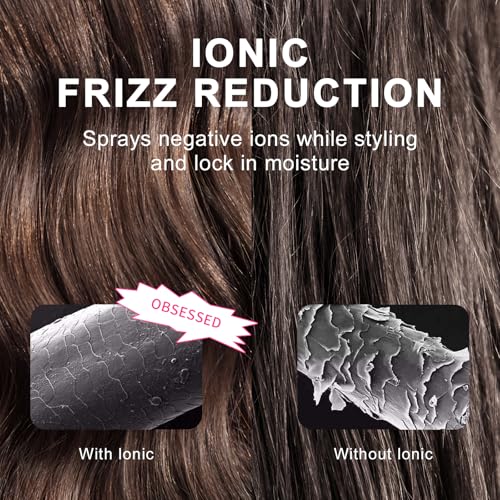 Heated Round Hair Brush 1.77 Inch Ionic Ceramic Curling Iron Volumizer - Dual Voltage