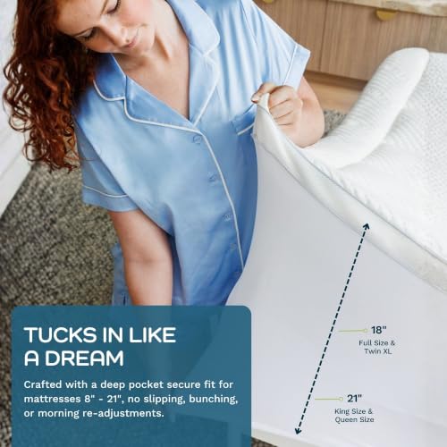 Queen White Pillow Top Mattress Topper - Olive + Crate, 21-Inch Pocket