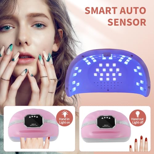 Pink 268W UV LED Nail Lamp for 2 Hands/Feet Large Curing Space - Manicure Tool