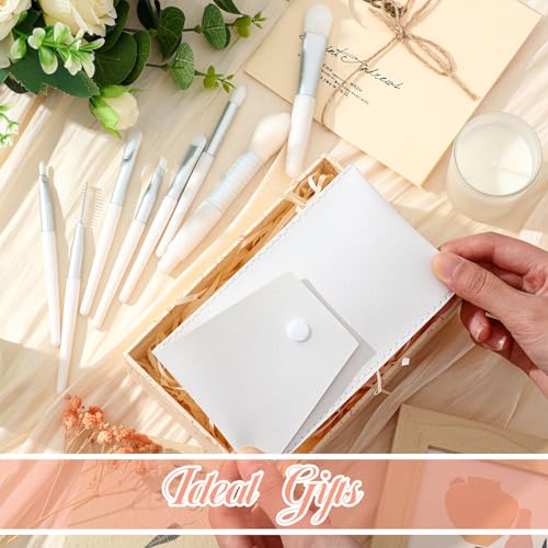 Travel Makeup Brush Set with Bag - 12 Pcs Synthetic Face & Eye Brushes for Women - White