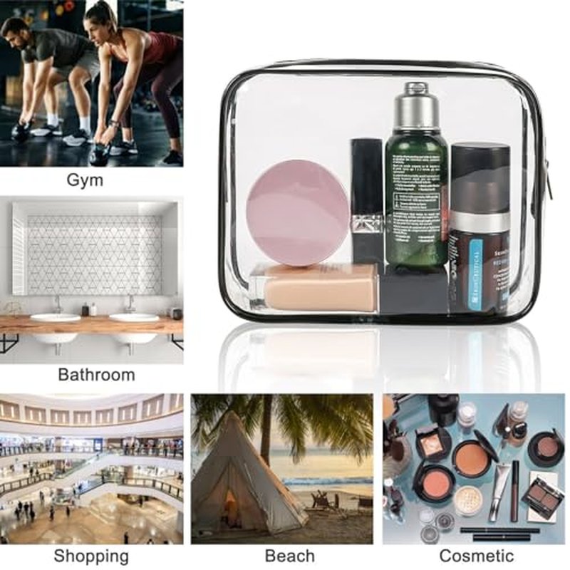 18 Pieces Clear Cosmetics Bag Bulk, TSA Approved Toiletry Bag for Travel, Clear PVC Zippered Cosmetic Makeup Pouch, Waterproof Vinyl Plastic Organizer Case for Vacation Bathroom (Small)