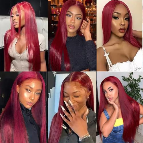 Brazilian Virgin Human Hair Bundles 99J Burgundy Straight Wave 8-30 Inch