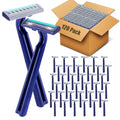 120 Pack Disposable Razors Twin Blade Shavers for Men & Women Travel Hotel & Charity Use - Blue