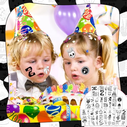 Bad Two the Bone Temporary Tattoos Stickers, Bad Two the Bone Birthday Decoration Boy Supplies Gifts for Boy Rock Music 2 Year Old Birthday Born to Rock Party