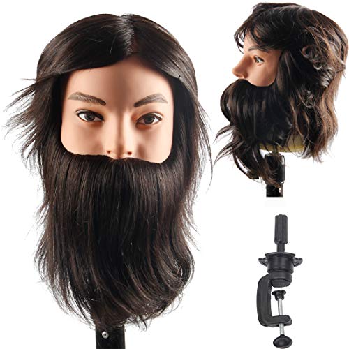 Mannequin Head for Hair Styling with 100% Human Hair and Clamp Stand
