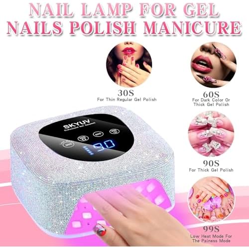 Rechargeable UV LED Nail Lamp, Cordless Nail Dryer for Gel Polish, UV Nail Lamp with 4 Timers Setting and LED Touch Screen, Professional Curing Lamp Light with 30 Beads for Salon and Home