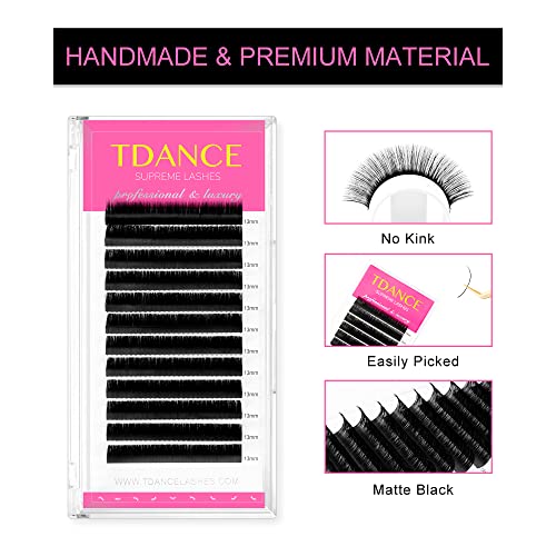 TDANCE Lash Extension Matte Black Eyelash Extension C CC D DD J B L Curl Volume & Classic Lash Extensions 0.03-0.18mm Thickness Professional Salon Use(0.05-D,14-19 mm)