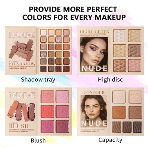 43-Color Makeup Palette with Eyeshadow, Highlighter, Blush & Contour - Book-Style Portable Set