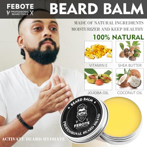 Beard Straightener Kit with Oil, Balm, Comb, Scissors - 5-in-1 Grooming Set