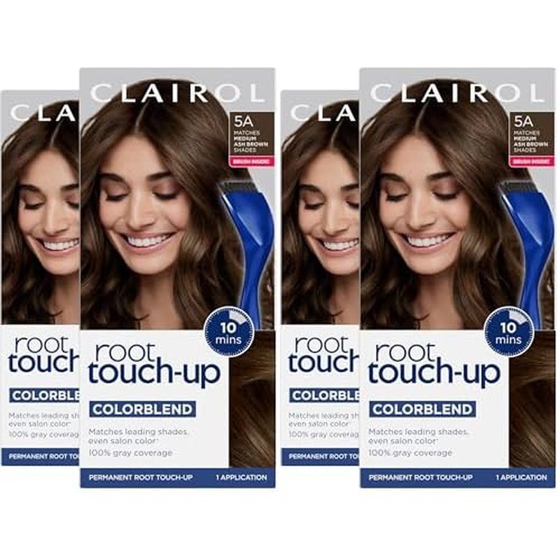 Clairol Root Touch-Up by Nice'n Easy Permanent Hair Dye, 5A Medium Ash Brown Hair Color, Pack of 4