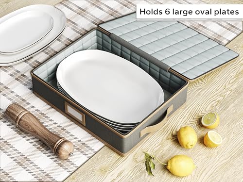 Grey 8-Piece China Storage Set with Padded Dividers, Easy Access & Space-Saving Design